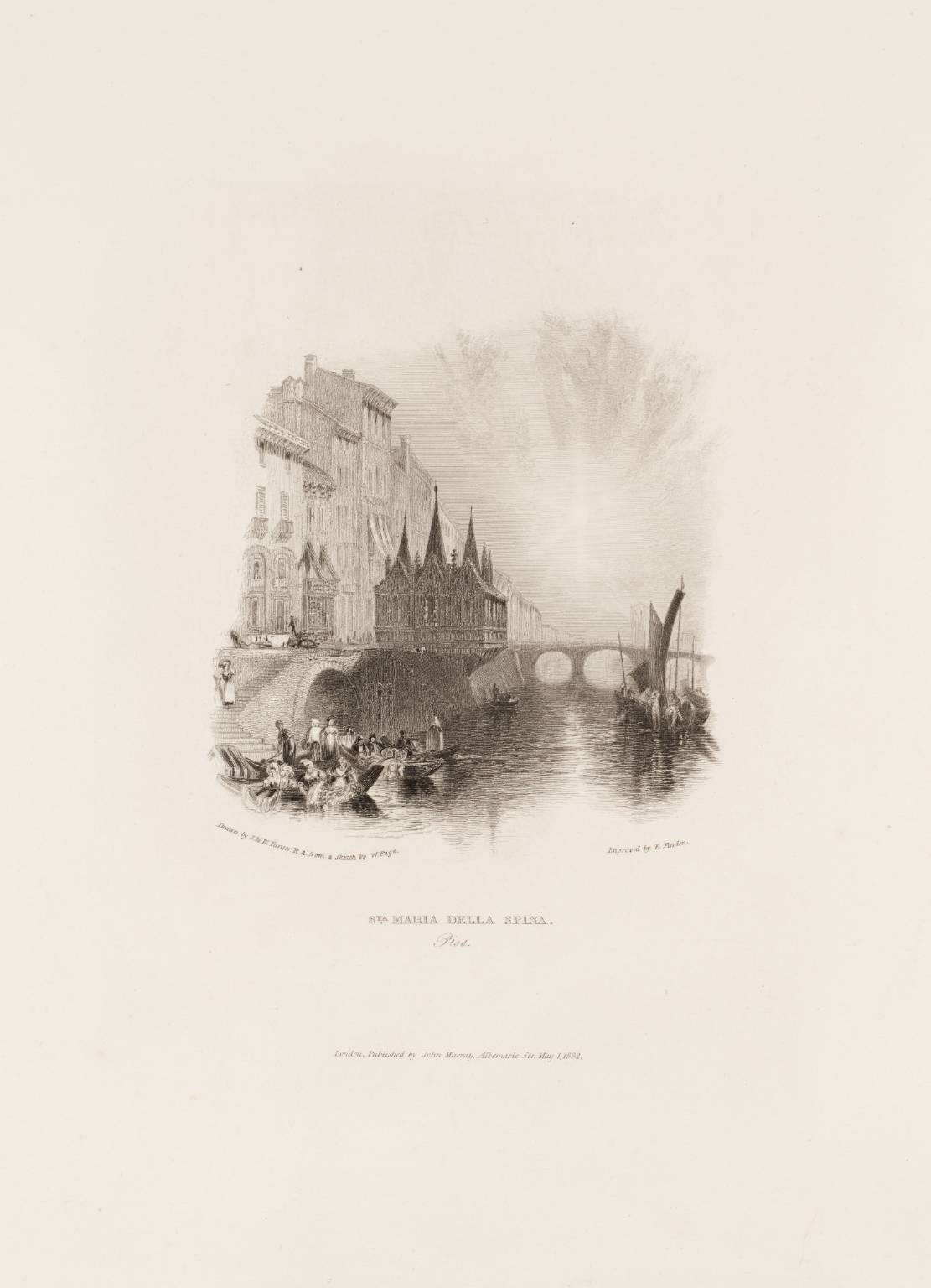 Santa Maria della Spina, Pisa, engraved by Edward Finden