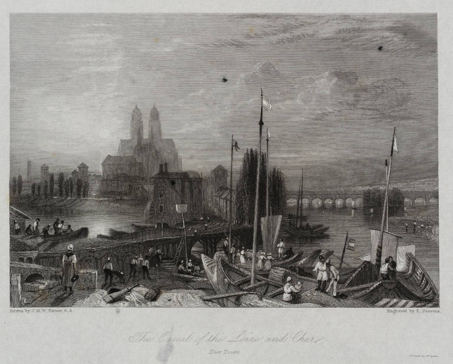 Canal of the Loire and Cher, near Tours, engraved by T. Jeavons