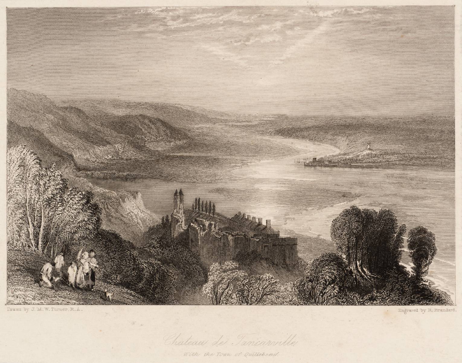 Château de Tancarville, with Town of Quilleboeuf, engraved by R. Brandard