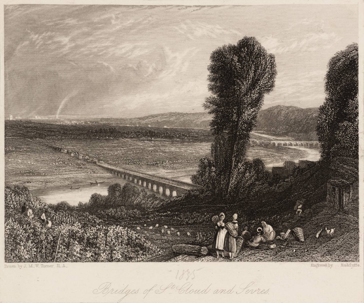 Bridges of St Cloud and Sèvres, engraved by J. Radclyffe