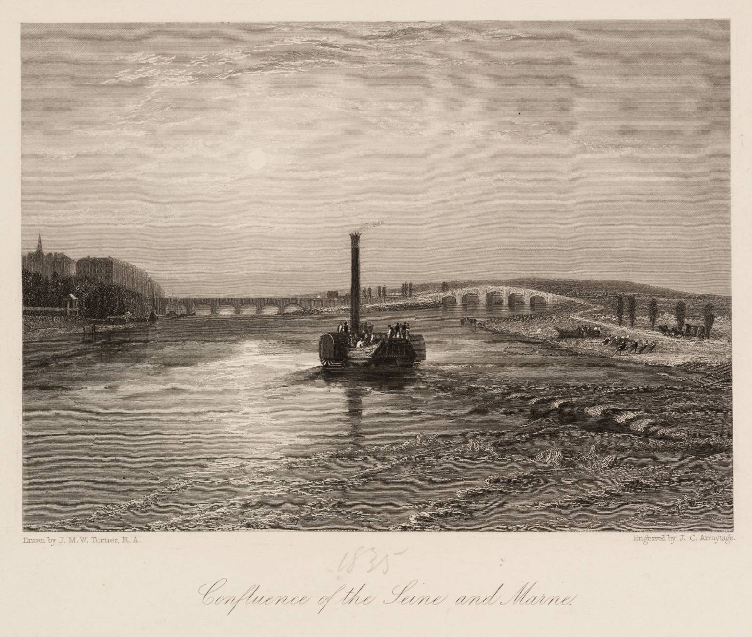 Confluence of the Seine and Marne, engraved by Armytage