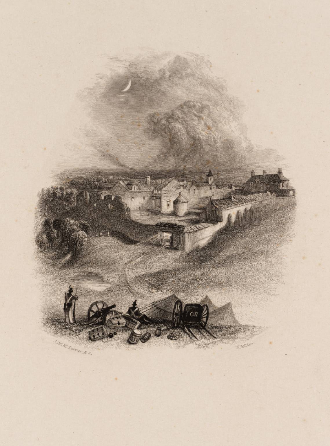 Hougoumont (Vignette), engraved by W. Miller