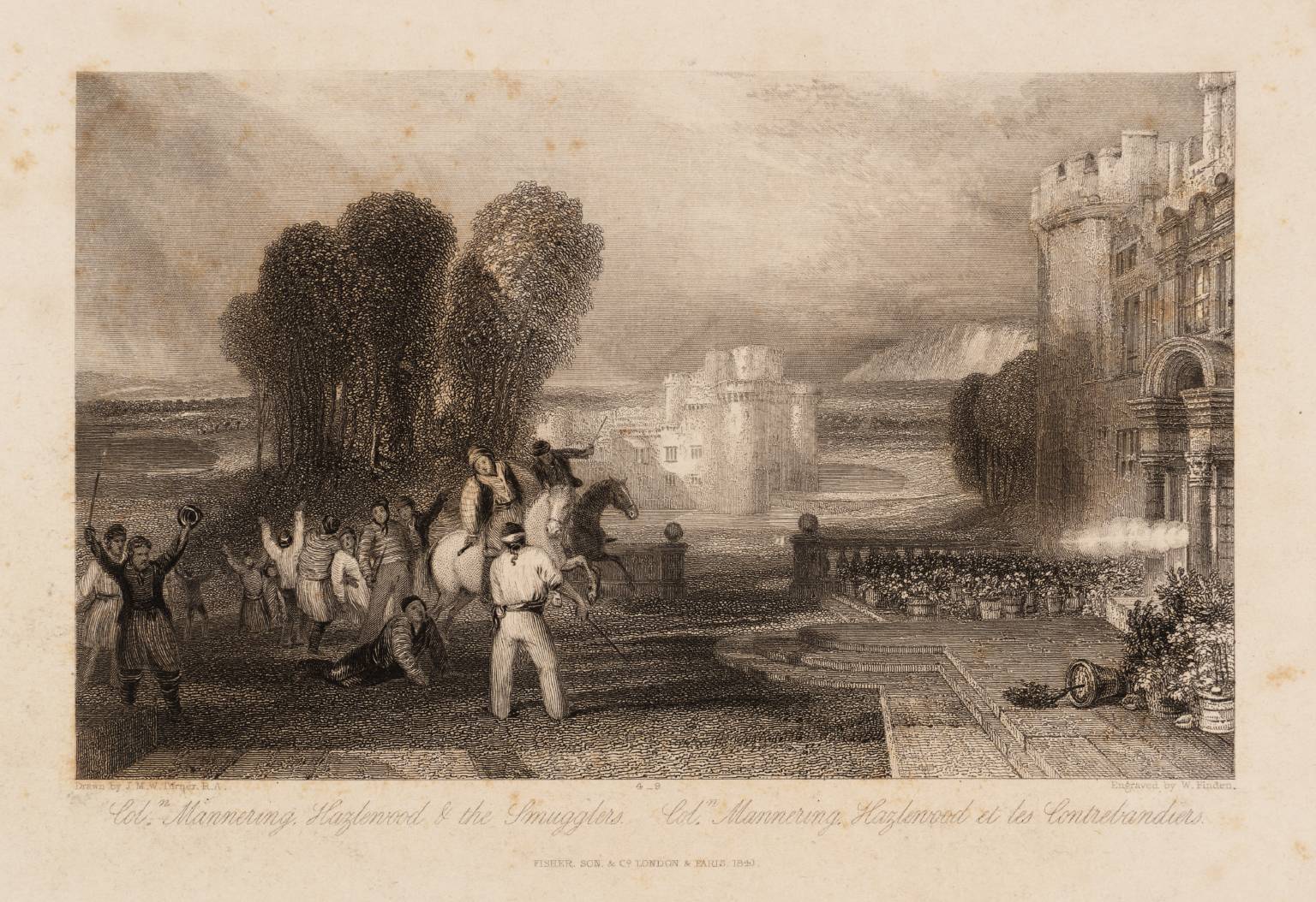 Col. Mannering, Hazlewood, and the Smugglers, engraved by W. Finden