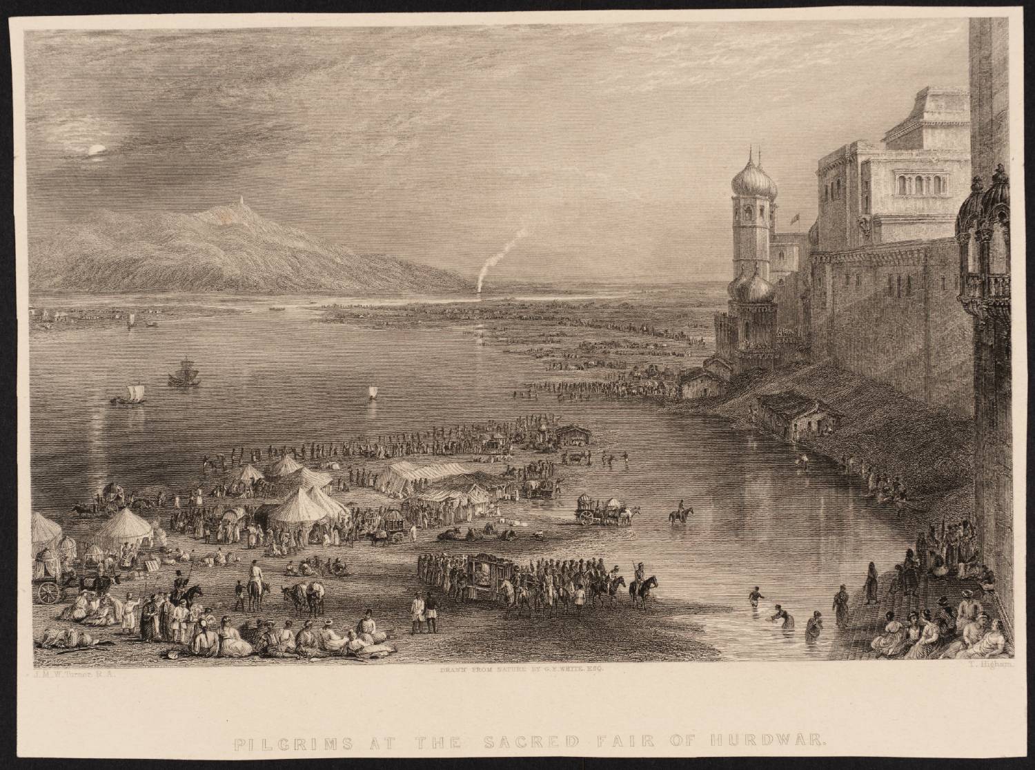 Pilgrims at the Sacred Fair of Hurdwar, engraved by T. Higham