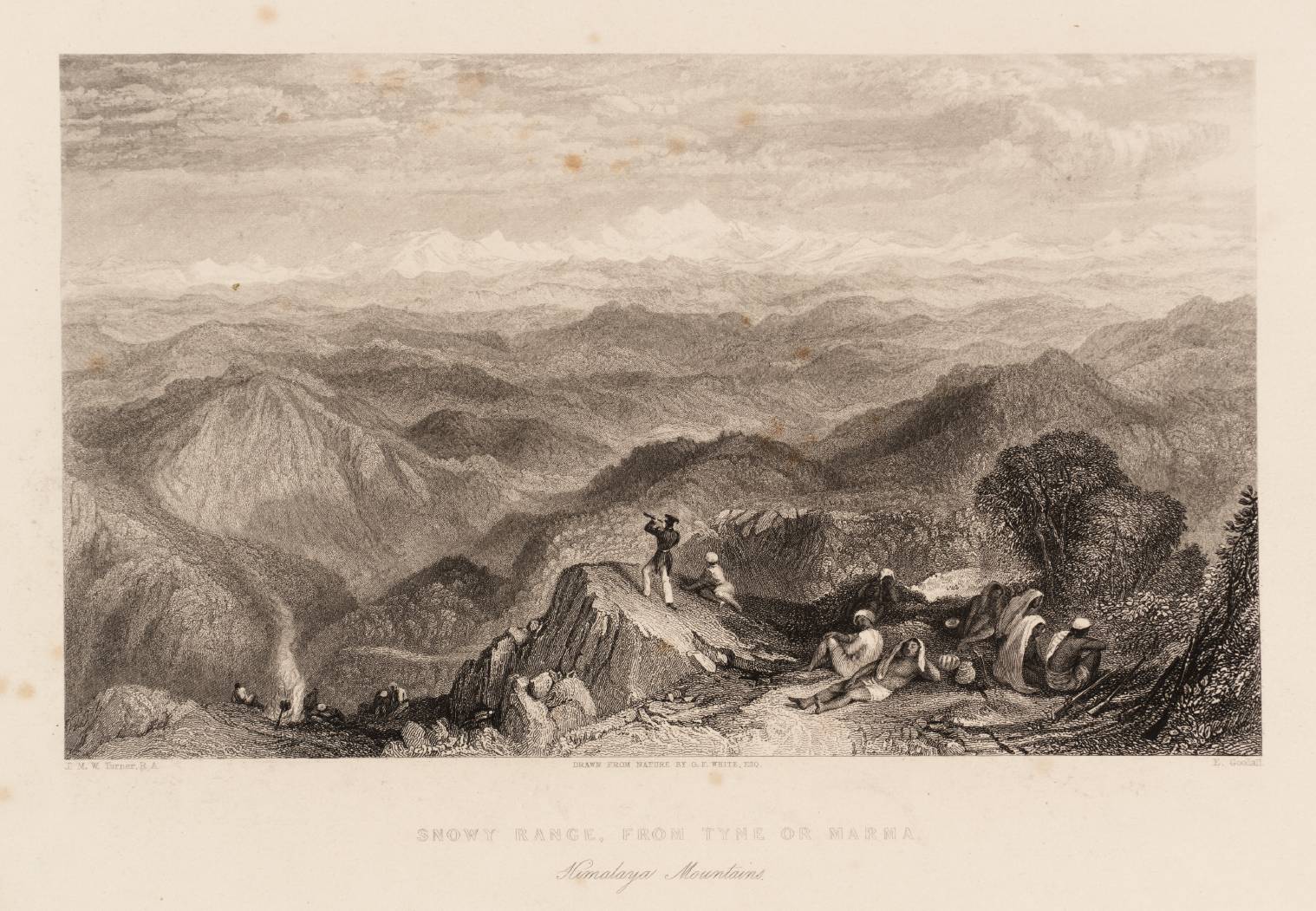 Snowy Range, from Tyne or Marma. Himalaya Mountains, engraved by E. Goodall