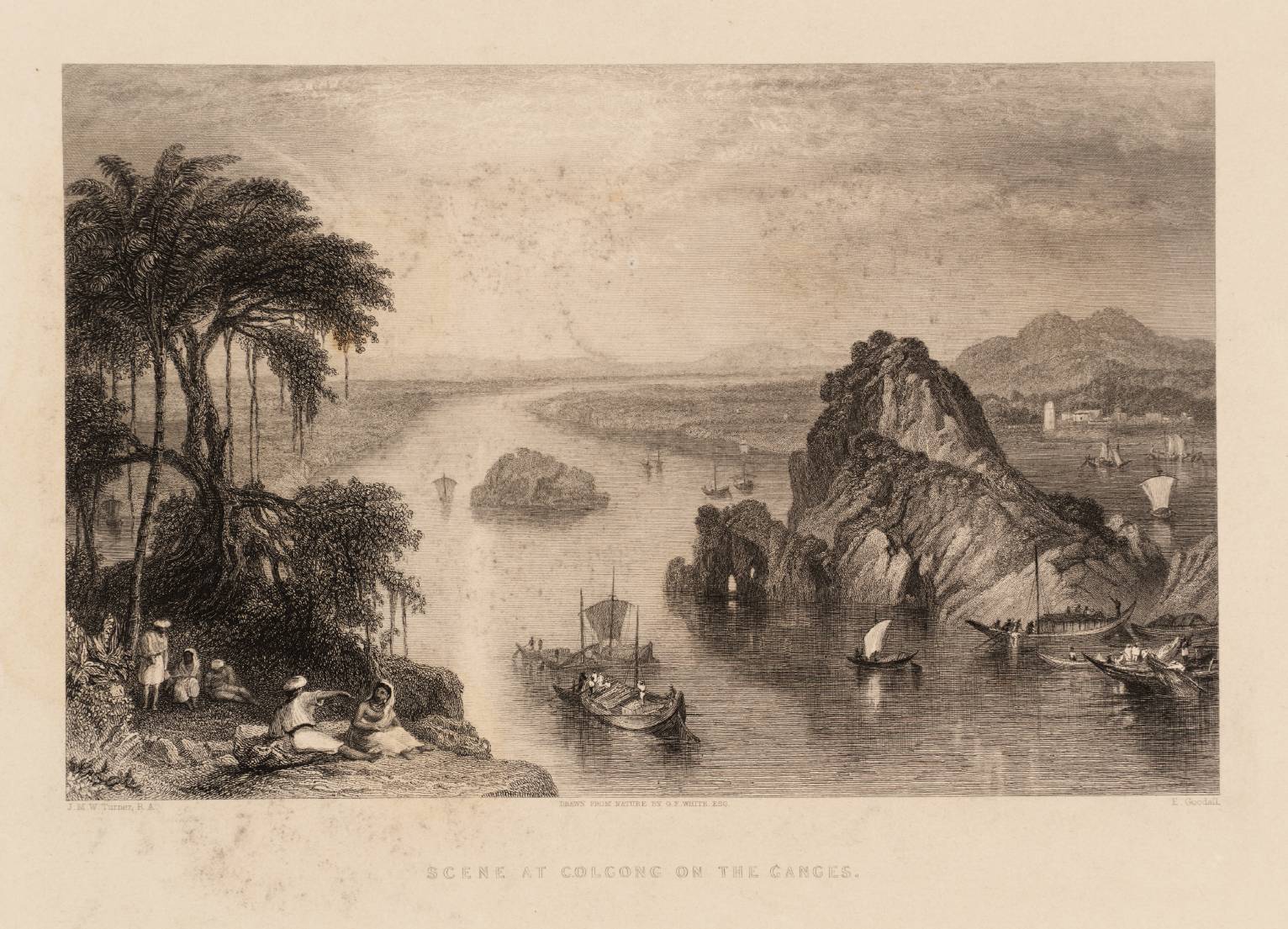 Scene at Colgong on the Ganges, engraved by E. Goodall