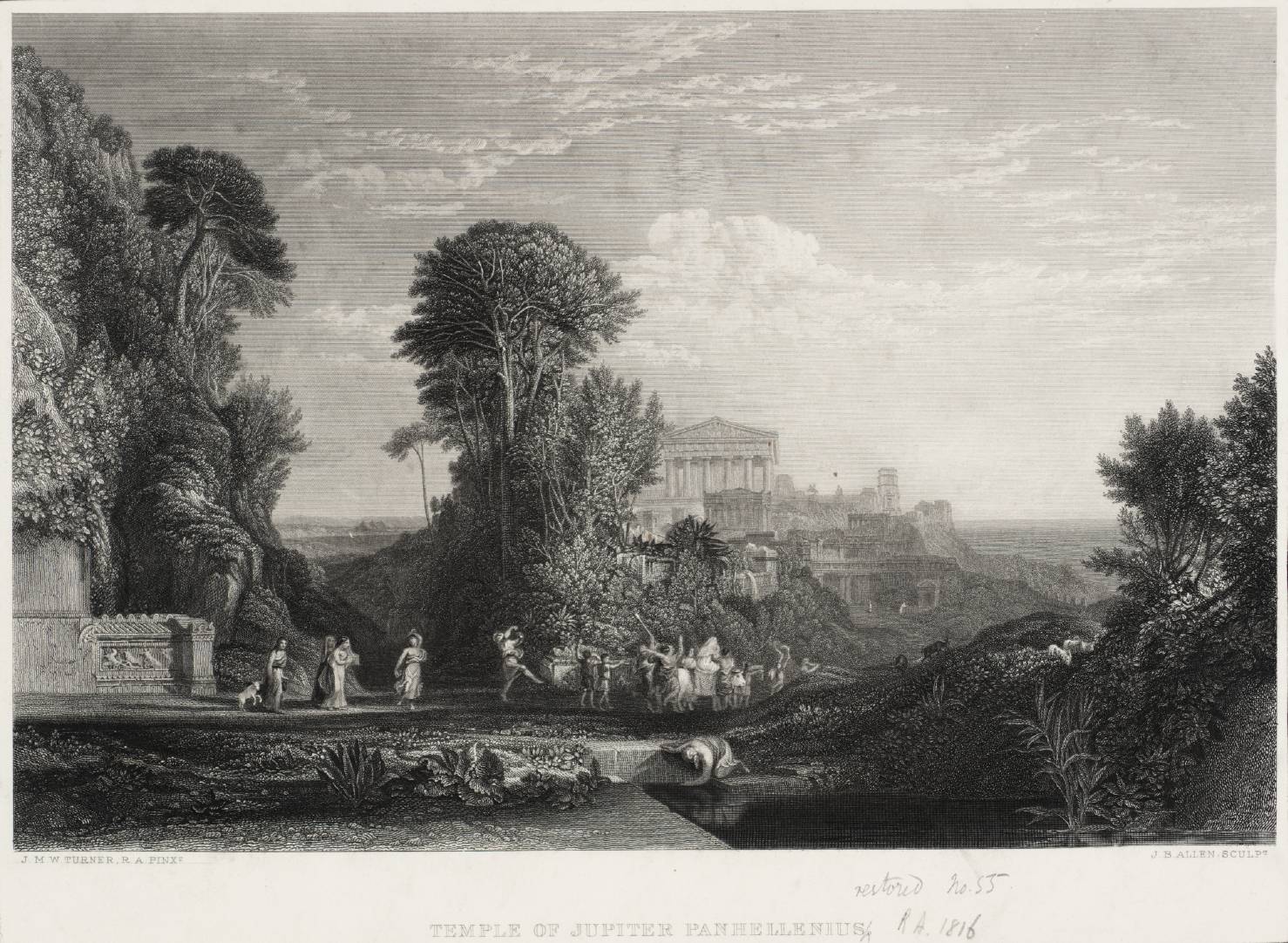 Temple of Jupiter Panhellenius, Ægina, engraved by J.B. Allen