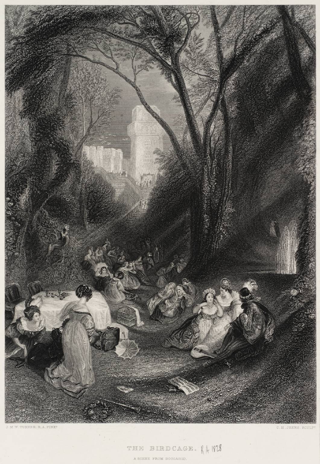 The Birdcage. A Scene from Boccaccio, engraved by C.H. Jeens