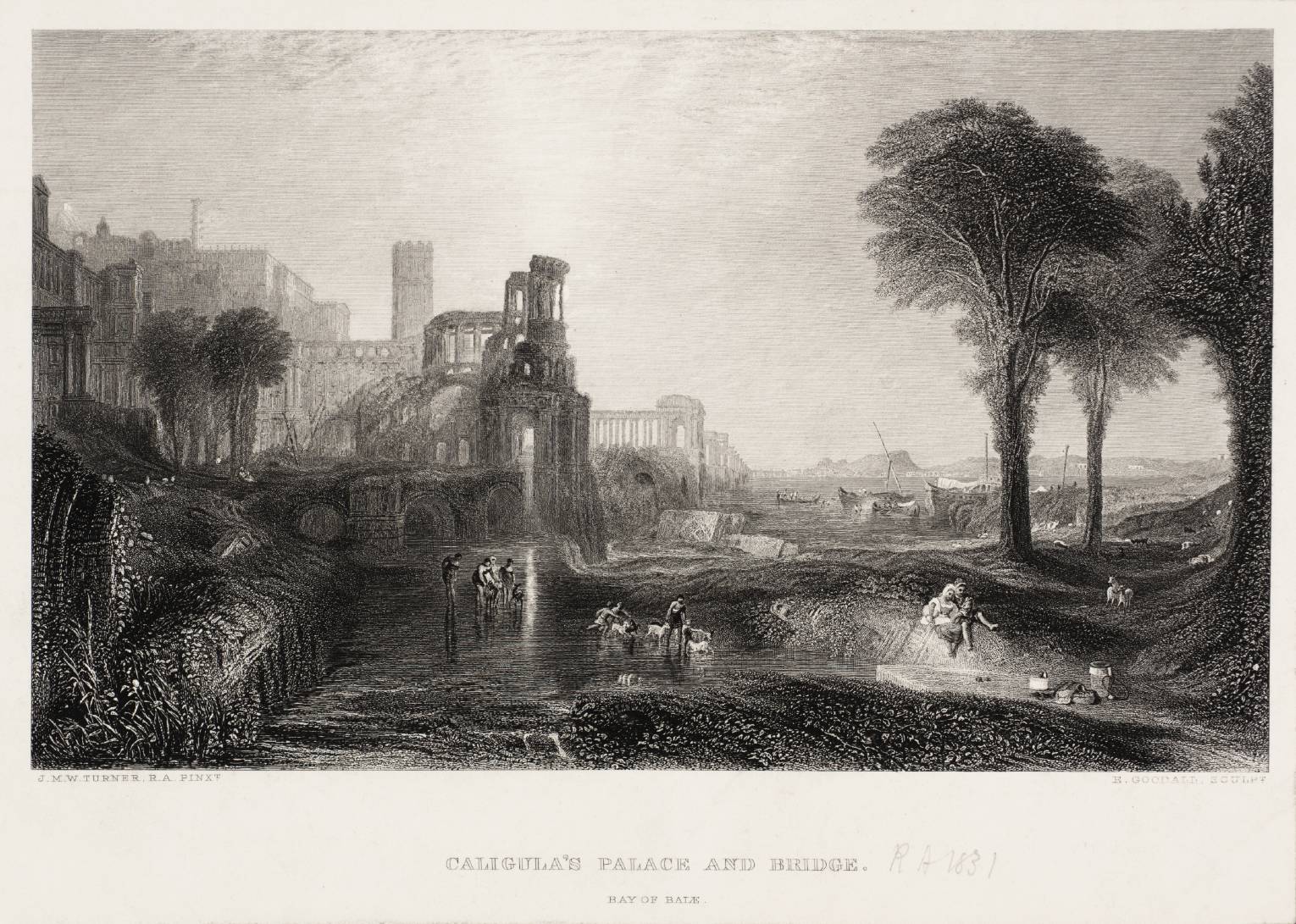Caligula’s Palace and Bridge, engraved by E. Goodall