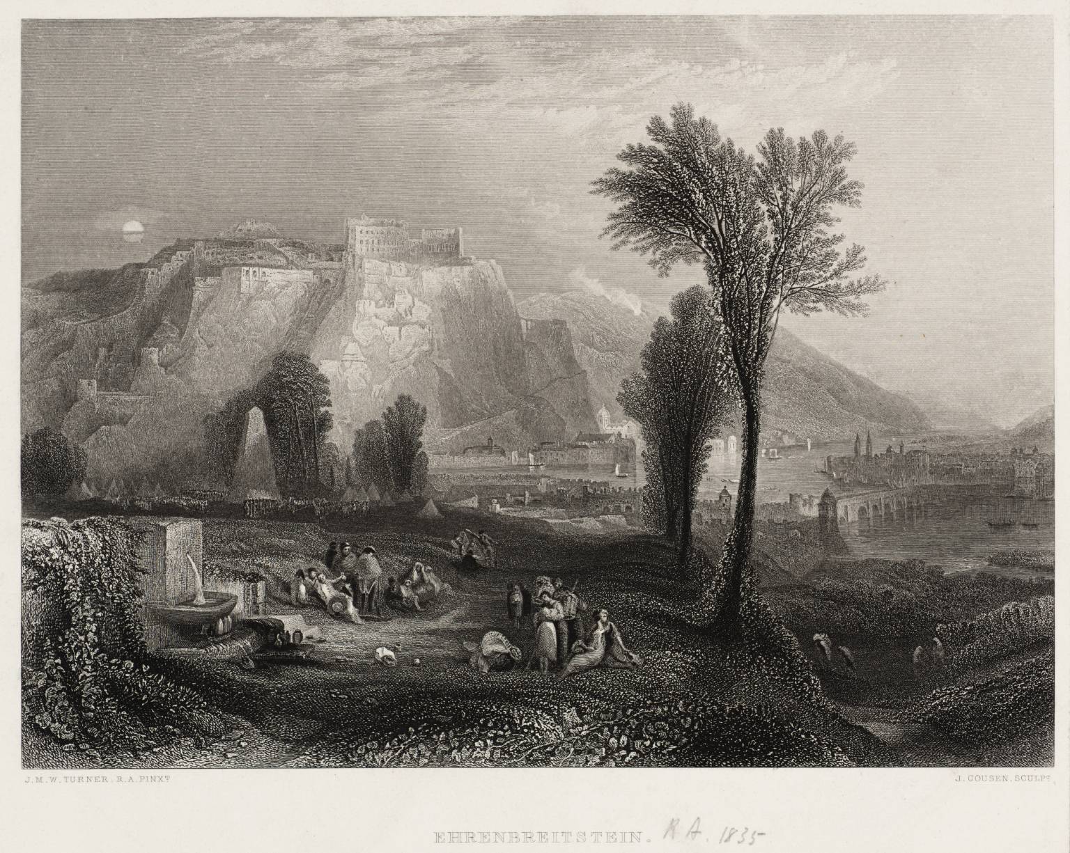 Ehrenbreitstein, engraved by J. Cousen