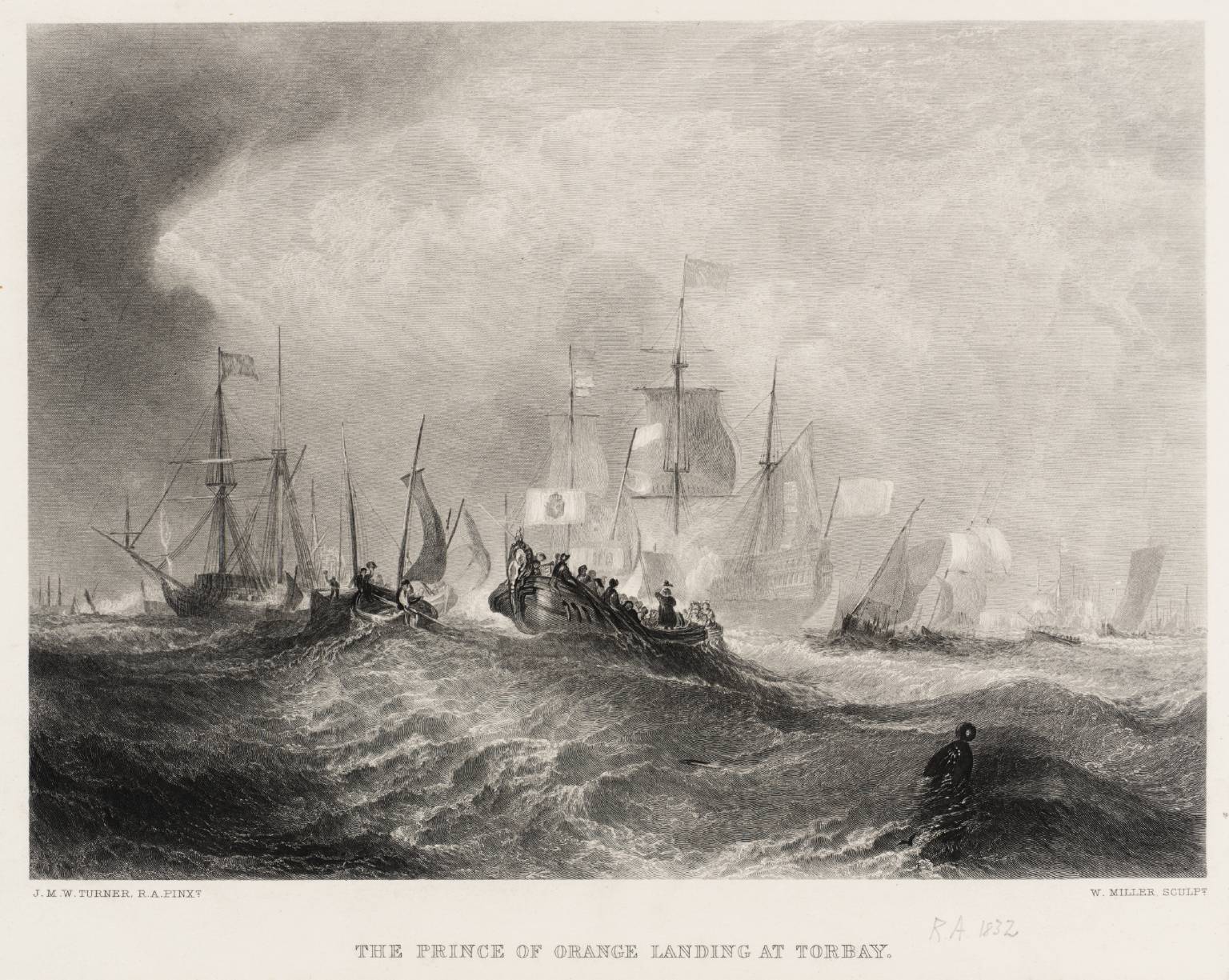 The Prince of Orange Landing at Torbay, engraved by W. Miller
