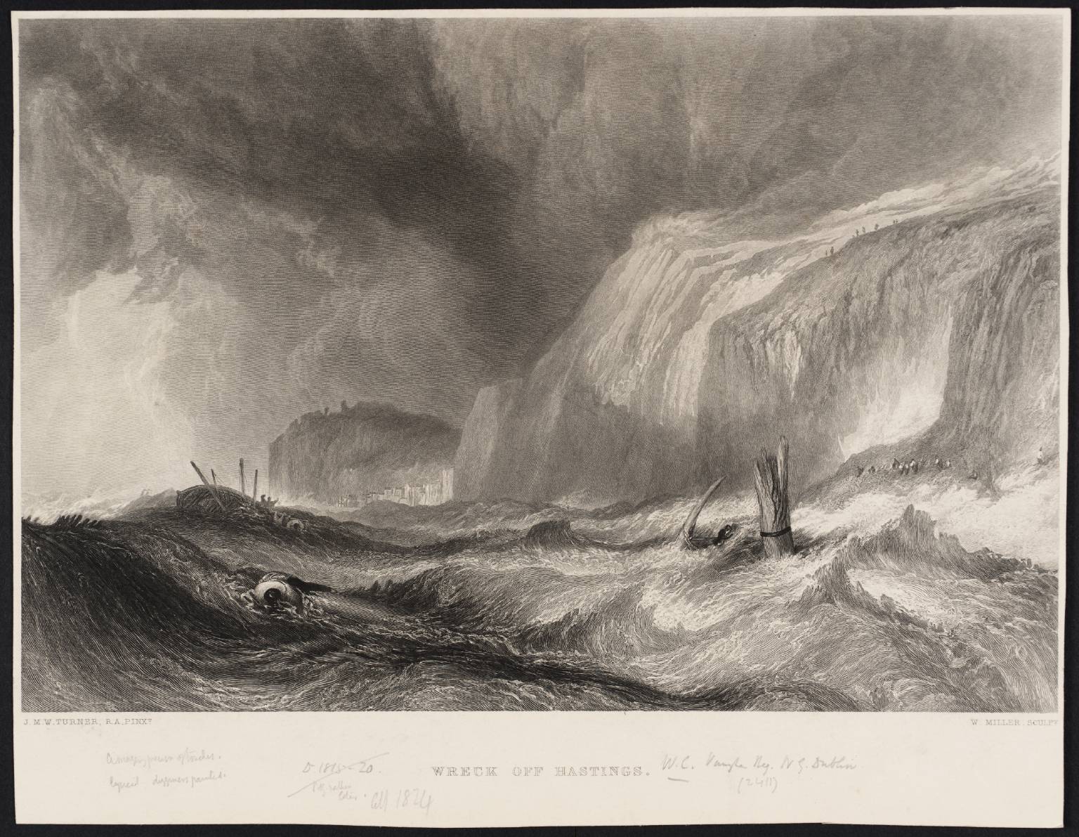 Wreck off Hastings, engraved by W. Miller