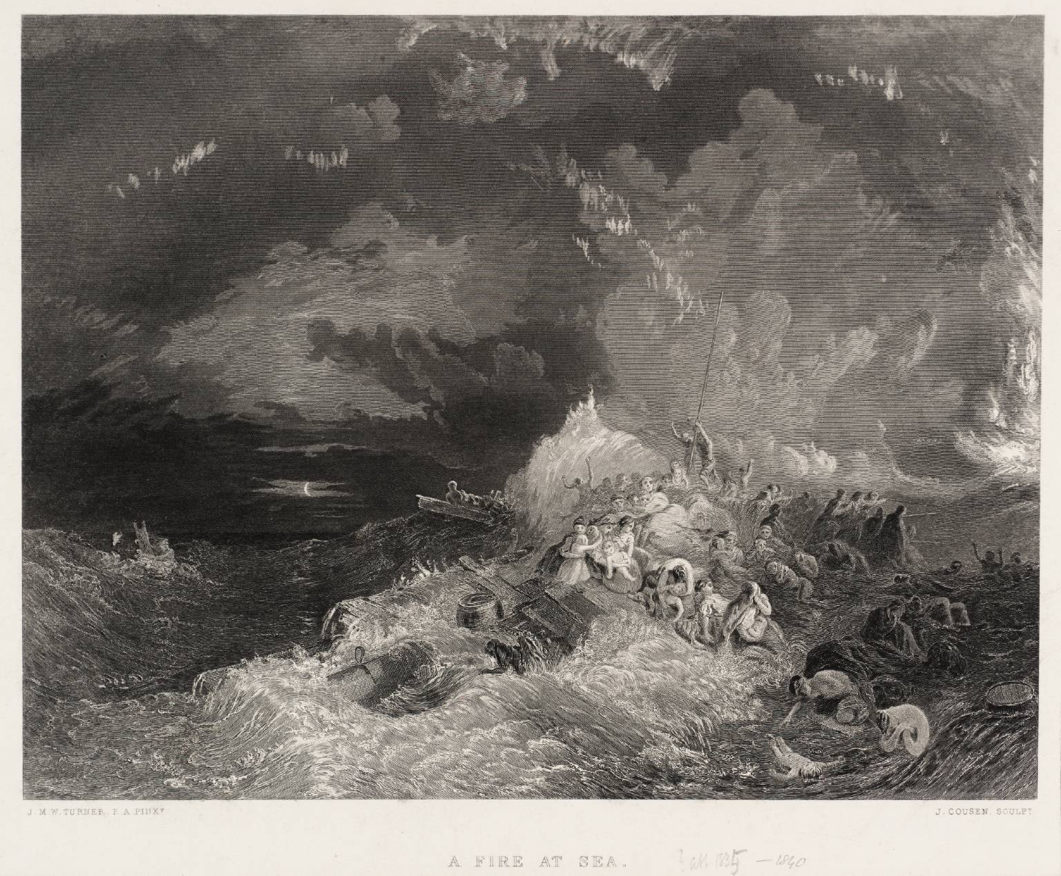 A Fire at Sea, engraved by J. Cousen
