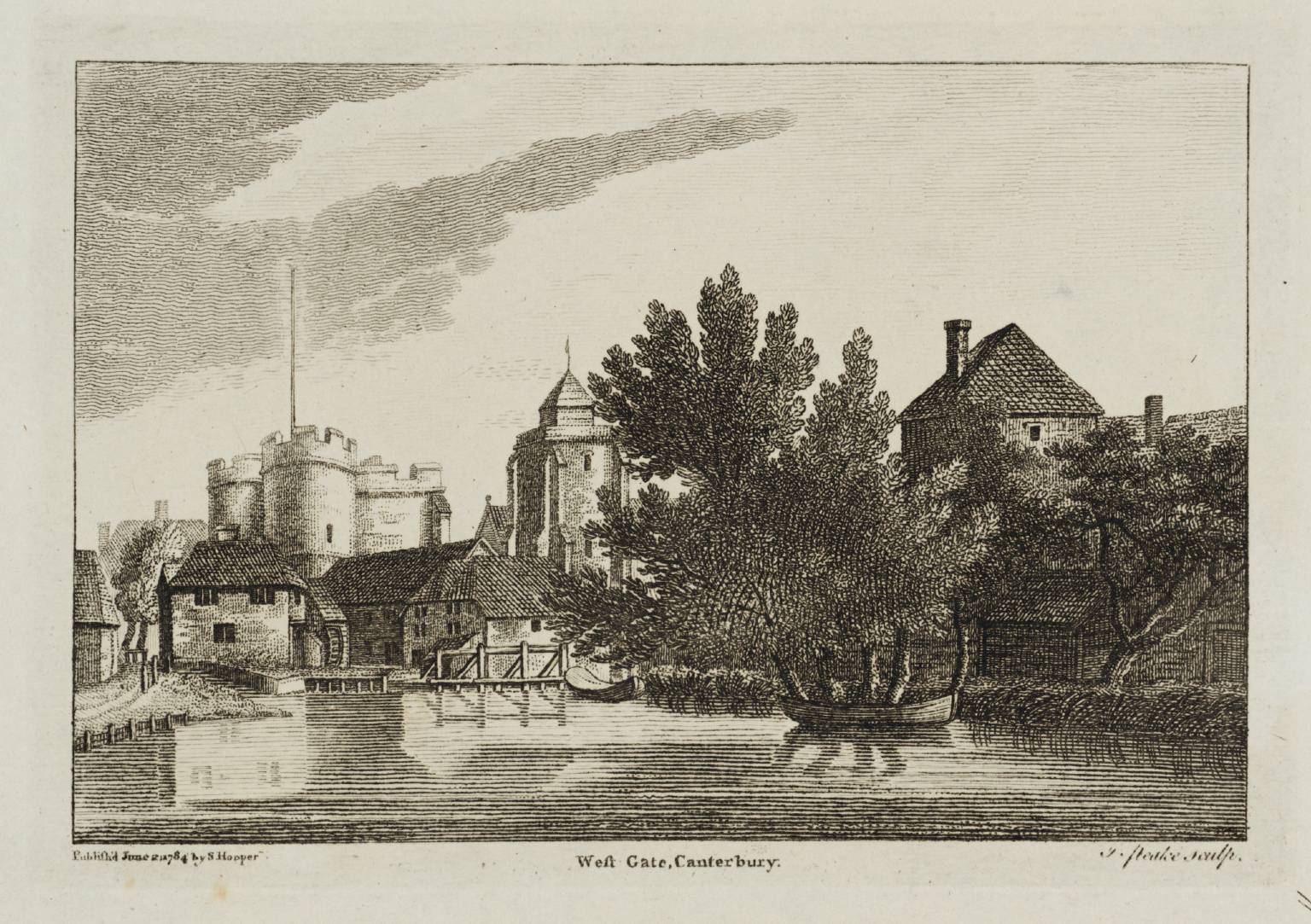 West Gate, Canterbury, engraved by J. Peake