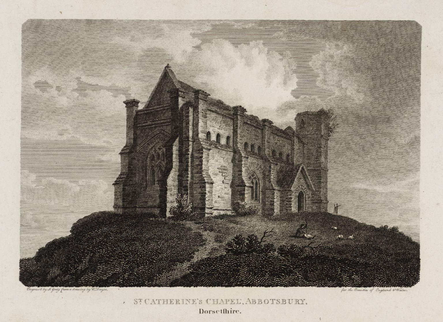 St Catherine’s Chapel, Abbotsbury, Dorsetshire, engraved by J. Greig