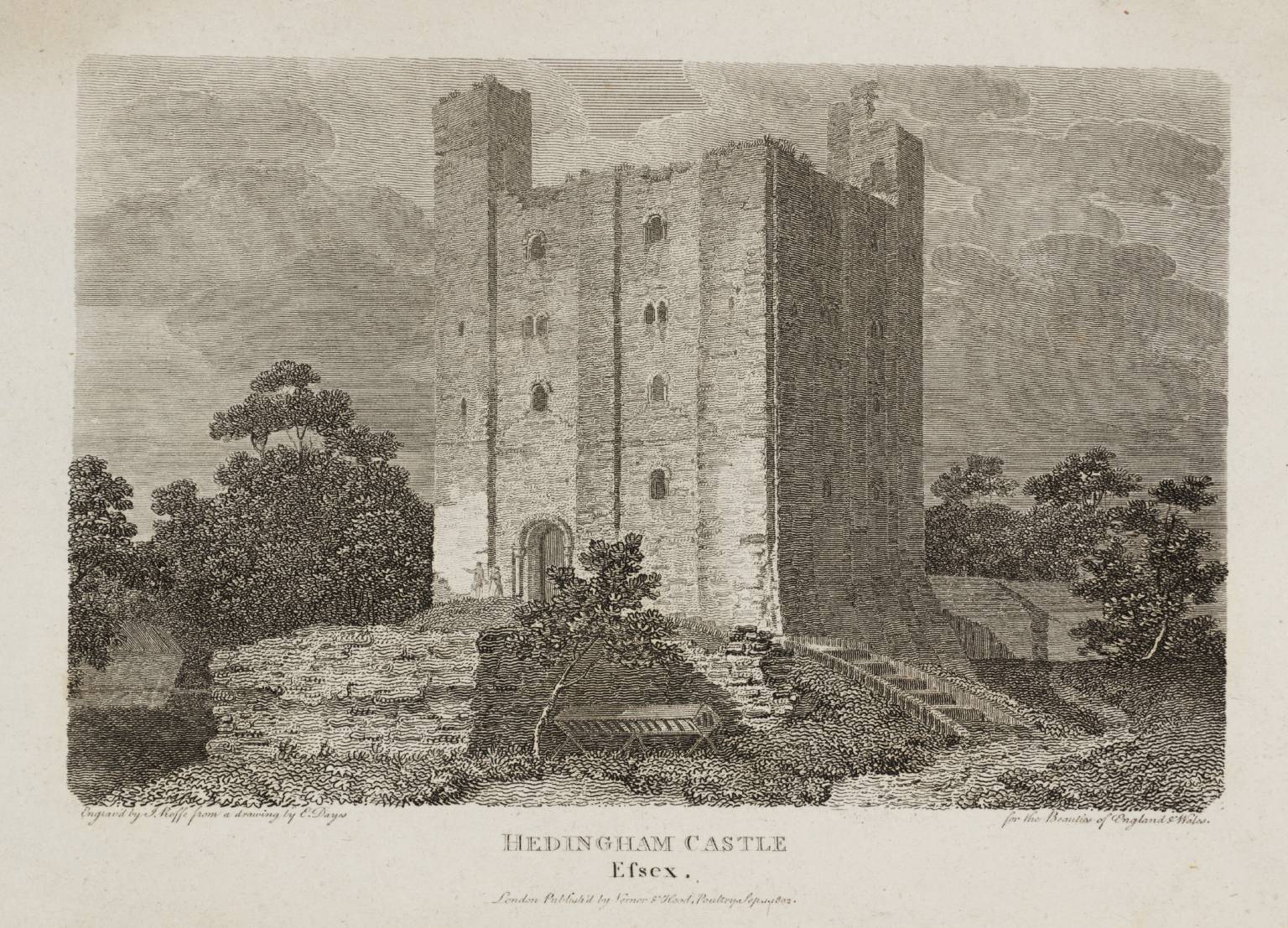 Hedingham Castle, Essex, engraved by J. Roffe