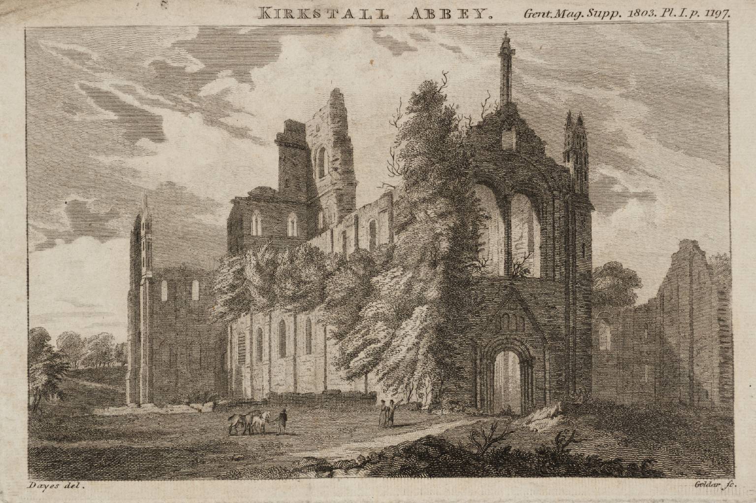 Kirkstall Abbey, engraved by Goldar