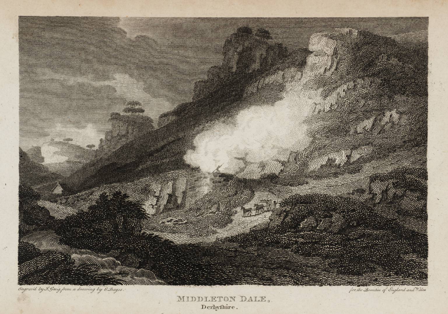 Middleton Dale, Derbyshire, engraved by J. Greig