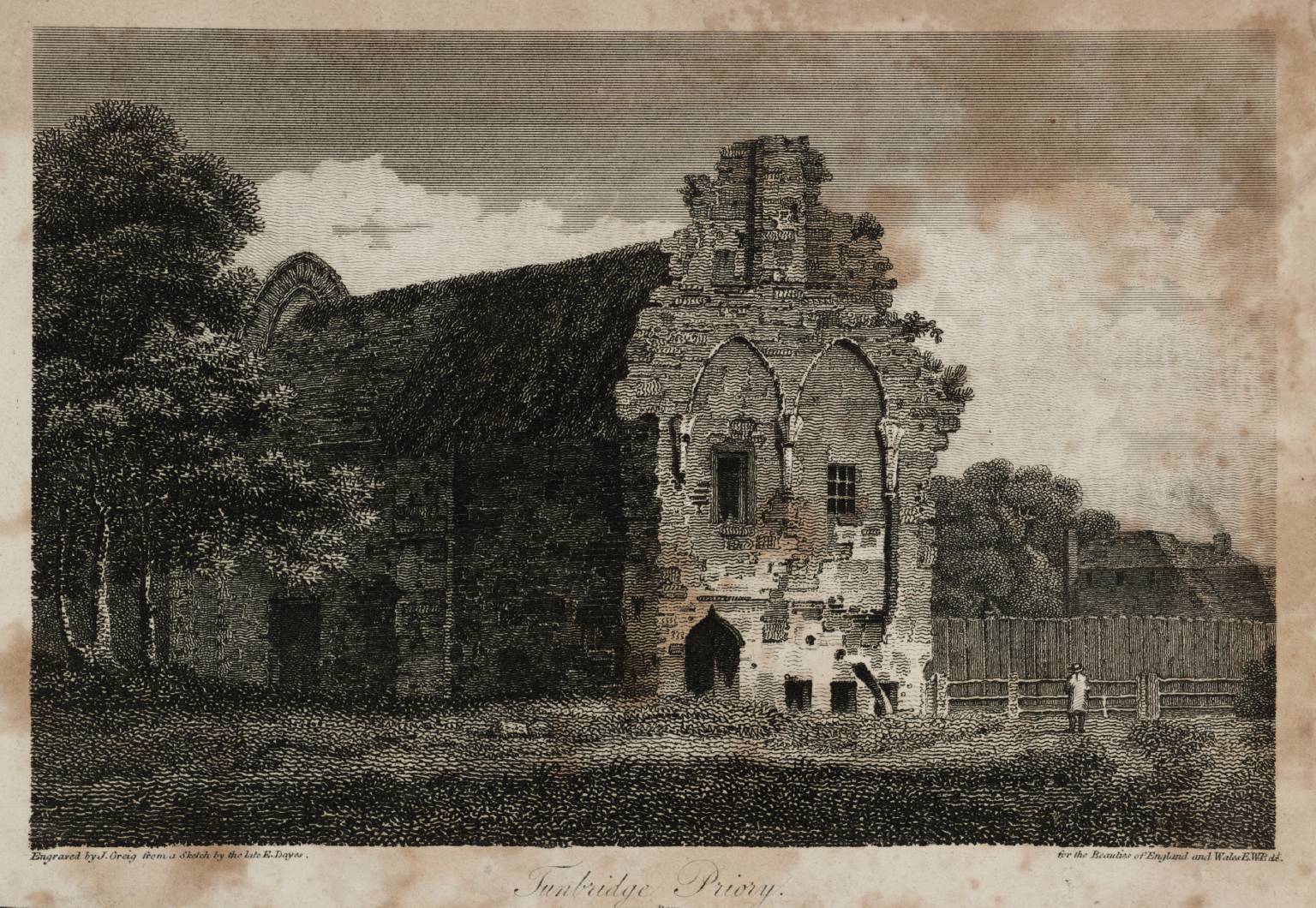 Tunbridge Priory, Kent, engraved by J. Greig