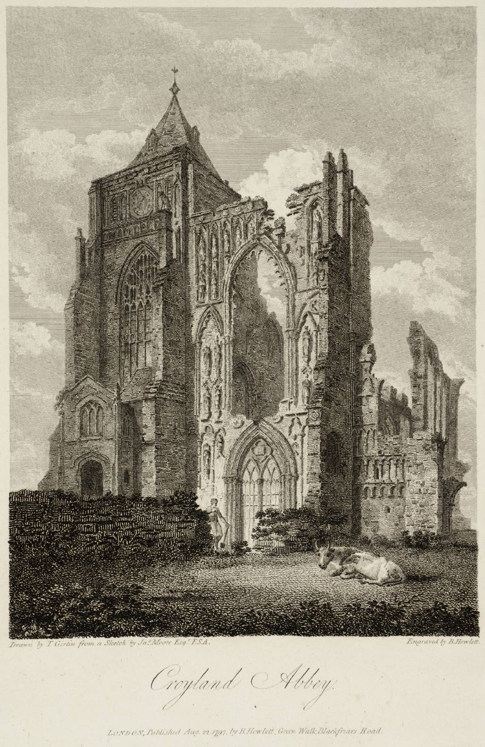 Croyland Abbey, engraved by B. Howlett