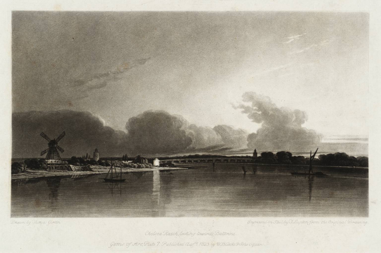 Chelsea Reach, Looking towards Battersea, engraved by T. Lupton