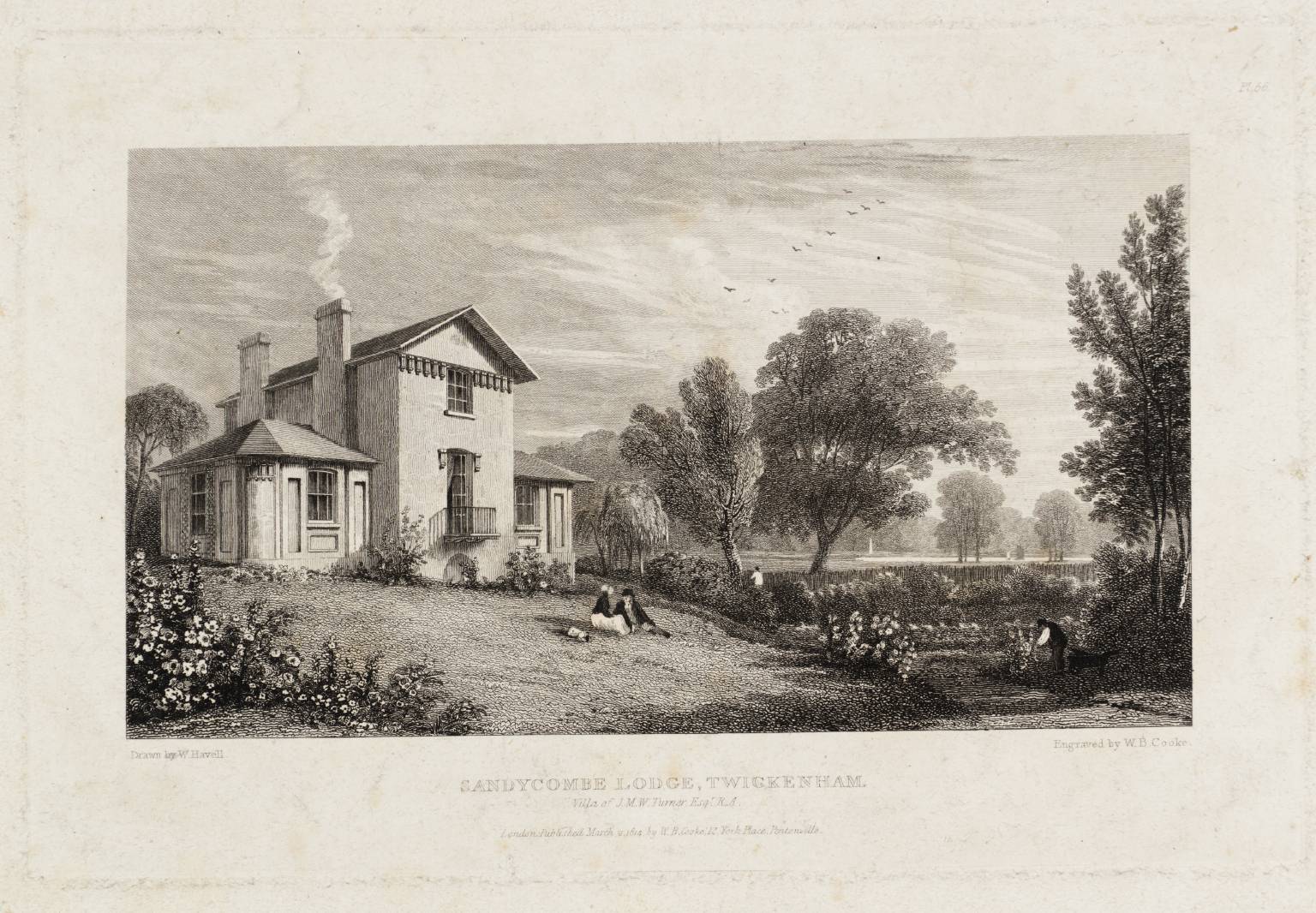 Sandycombe Lodge, Twickenham, Villa of J.M.W. Turner, engraved by W.B. Cooke