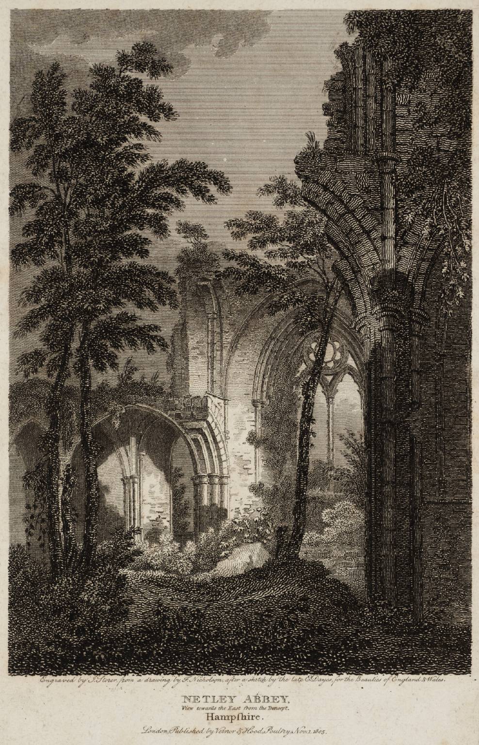 Netley Abbey, Hampshire: View towards the East from the Transept, engraved by J. Storer