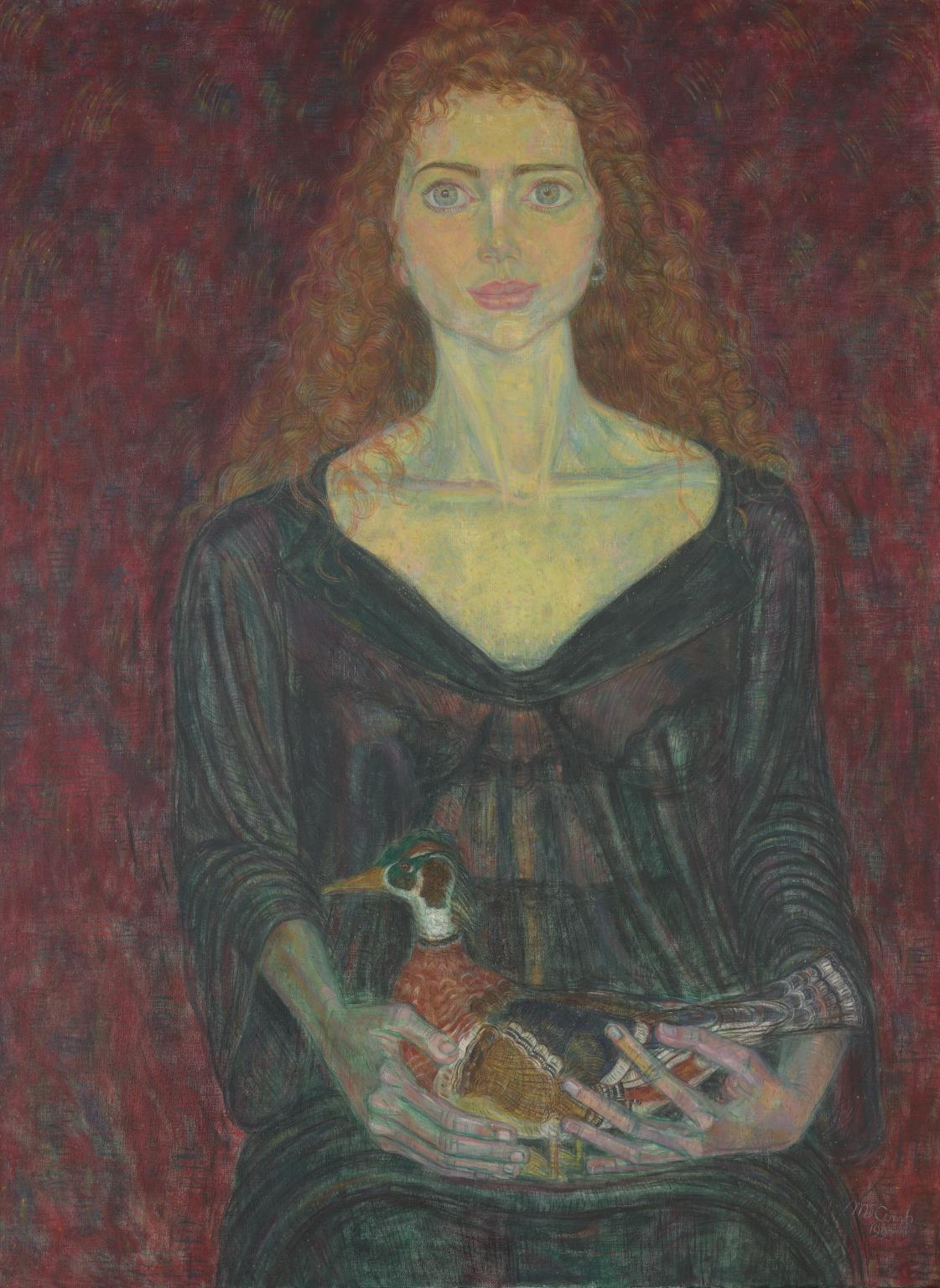 Young Woman Holding Duck