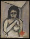 Aubrey Williams, ‘Sketch of the head and torso of a female nude holding a flower’ [1950s]