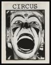 Anonymous, ‘Black and white photograph of ‘Circus’, a photo-silkscreen print of a clown’s head’ [c.1978]