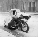 Nigel Henderson, ‘Photograph showing a snow-covered motorcycle and sidecar’ [c.1949–c.1956]