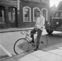 Nigel Henderson, ‘Photograph of an unidentified young man on a bicycle’ [c.1949–c.1956]