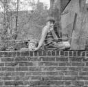 Nigel Henderson, ‘Photograph of two unidentified boys sitting on a garden wall’ [c.1949–c.1956]