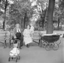 Nigel Henderson, ‘Photograph showing a family sitting on a bench in a public park’ [c.1949–c.1956]