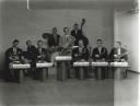 Nigel Henderson, ‘Photograph showing jazz musicians including Jimmie Deuchar, Ken Wray, Ronnie Scott, Tony Crombie, Lennie Bush, Pete King, Derek Humble and Benny Green’ [c.1949–c.1956]