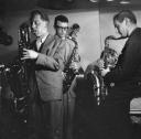Nigel Henderson, ‘Photograph showing jazz musicans including Derek Humble and Pete King ’ [c.1949–c.1956]