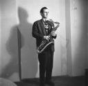 Nigel Henderson, ‘Photograph of Ronnie Scott with a saxophone’ [c.1949–c.1956]