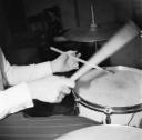 Nigel Henderson, ‘Photograph of a musician performing on drums’ [c.1949–c.1956]