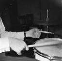 Nigel Henderson, ‘Photograph of a musician performing on drums’ [c.1949–c.1956]