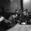 Nigel Henderson, ‘Photograph showing jazz musicians at a rehearsal, including Ken Wray, Pete King, Derek Humble and Benny Green’ [c.1949–c.1956]