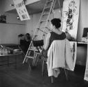 Nigel Henderson, ‘Photograph of Alison Smithson in a work room’ [c.1949–c.1956]