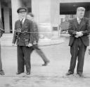 Nigel Henderson, ‘Photograph showing two unidentified men, one in uniform’ [c.1949–c.1956]