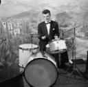 Nigel Henderson, ‘Photograph showing unidentified jazz musician, performing on drums’ [c.1949–c.1956]