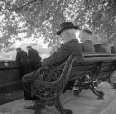 Nigel Henderson, ‘Photograph showing men sitting on a bench’ [c.1949–c.1956]