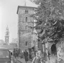 Nigel Henderson, ‘Photograph showing people outside Holy Trinity Church, Colchester’ [1953]
