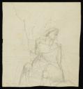Felicia Browne, ‘Sketch of a seated woman with her back to a tree ’ 8 October 1926