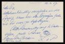 Ludwig Baldass, recipient: Marie-Louise Von Motesiczky, ‘Postcard from Ludwig Baldass’ 12 April 1957
