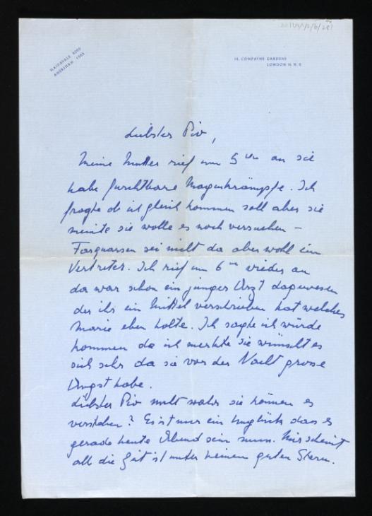 Letter to Elias Canetti', recipient: Elias Canetti, [1952