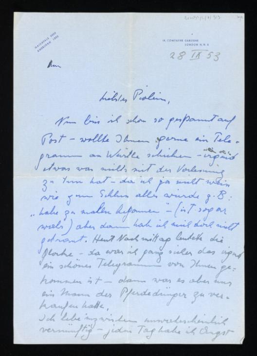 Letter to Elias Canetti', recipient: Elias Canetti, 28 September