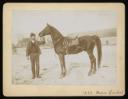 Leopold von Lieben, ‘Mounted photograph of an unidentified man with Leopold von Lieben’s horse’ 1893